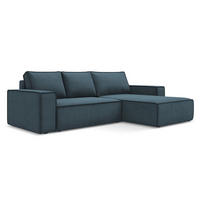 ECKSOFA mit Schlaffunktion Strukturstoff Stoff Blau - Blau/Blaugrau, Kunststoff/Textil (290/185cm) - Makamii