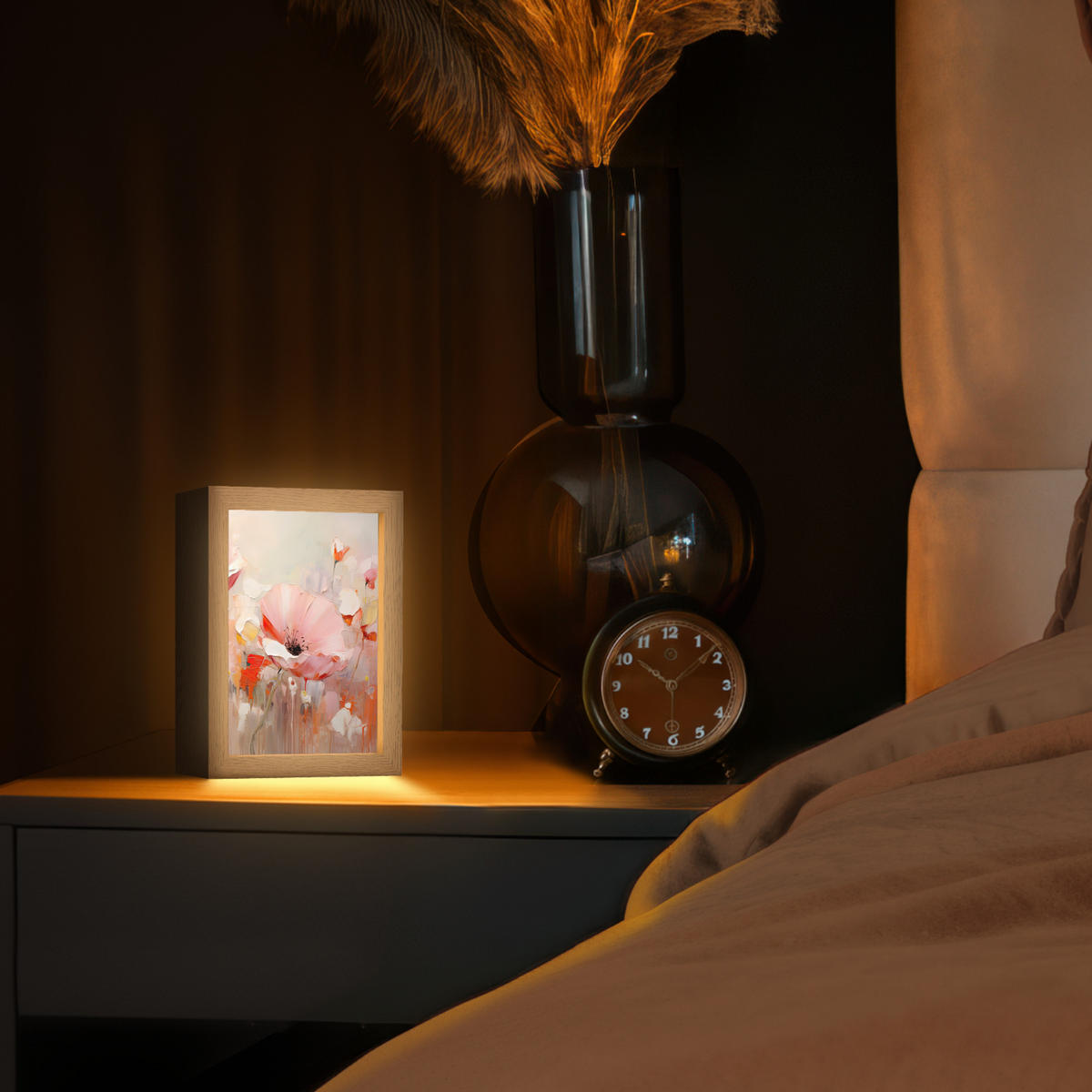 STOLNÍ LAMPA Květiny - Akvarel - Růžová - Abstraktní - Umění 15x20 cm - antracitová, kompozitní dřevo (8/15/20cm) - OnlyWow