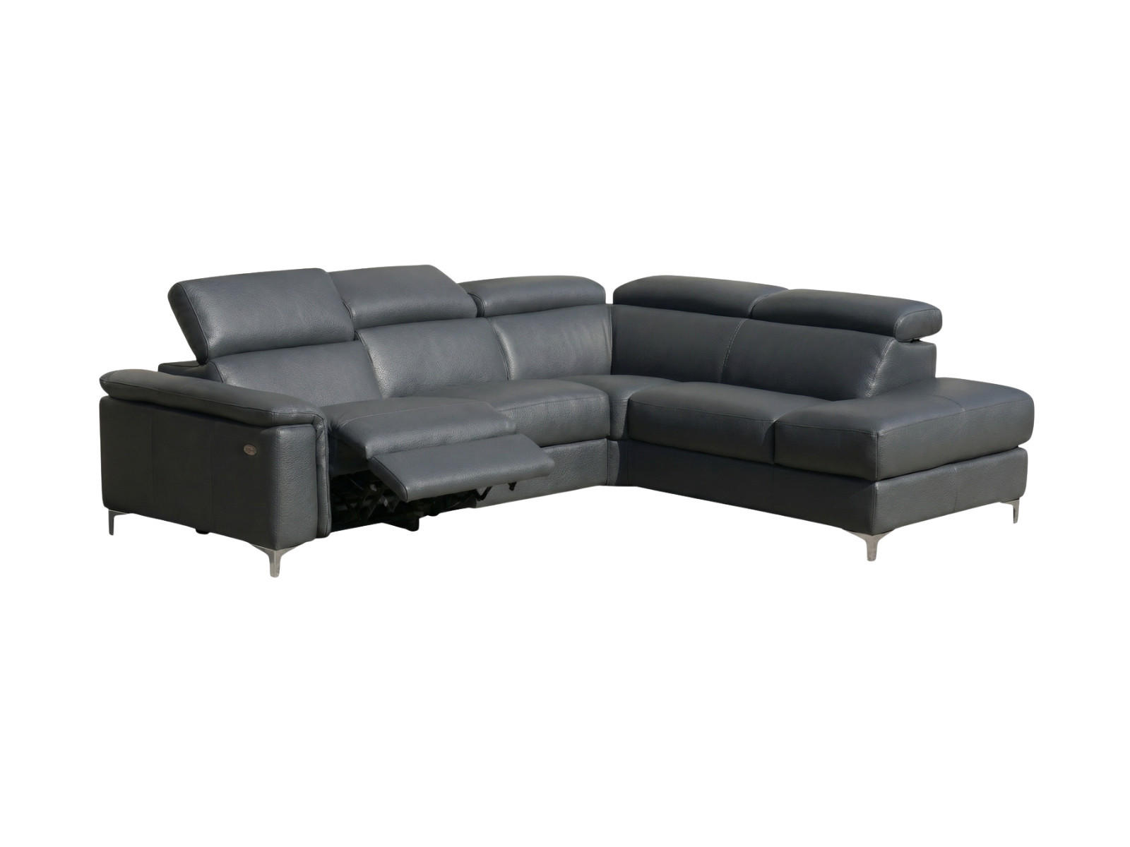 ECKSOFA Avenger Echtleder mit 1 x Relaxfunktion Anthrazit - Anthrazit, Leder/Metall (271/81/224cm)
