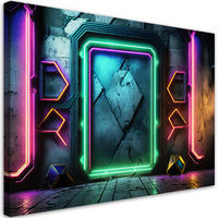 WANDBILD portal neon abstrakt futuristisch - Lila, Textil (60/40cm) - Feeby