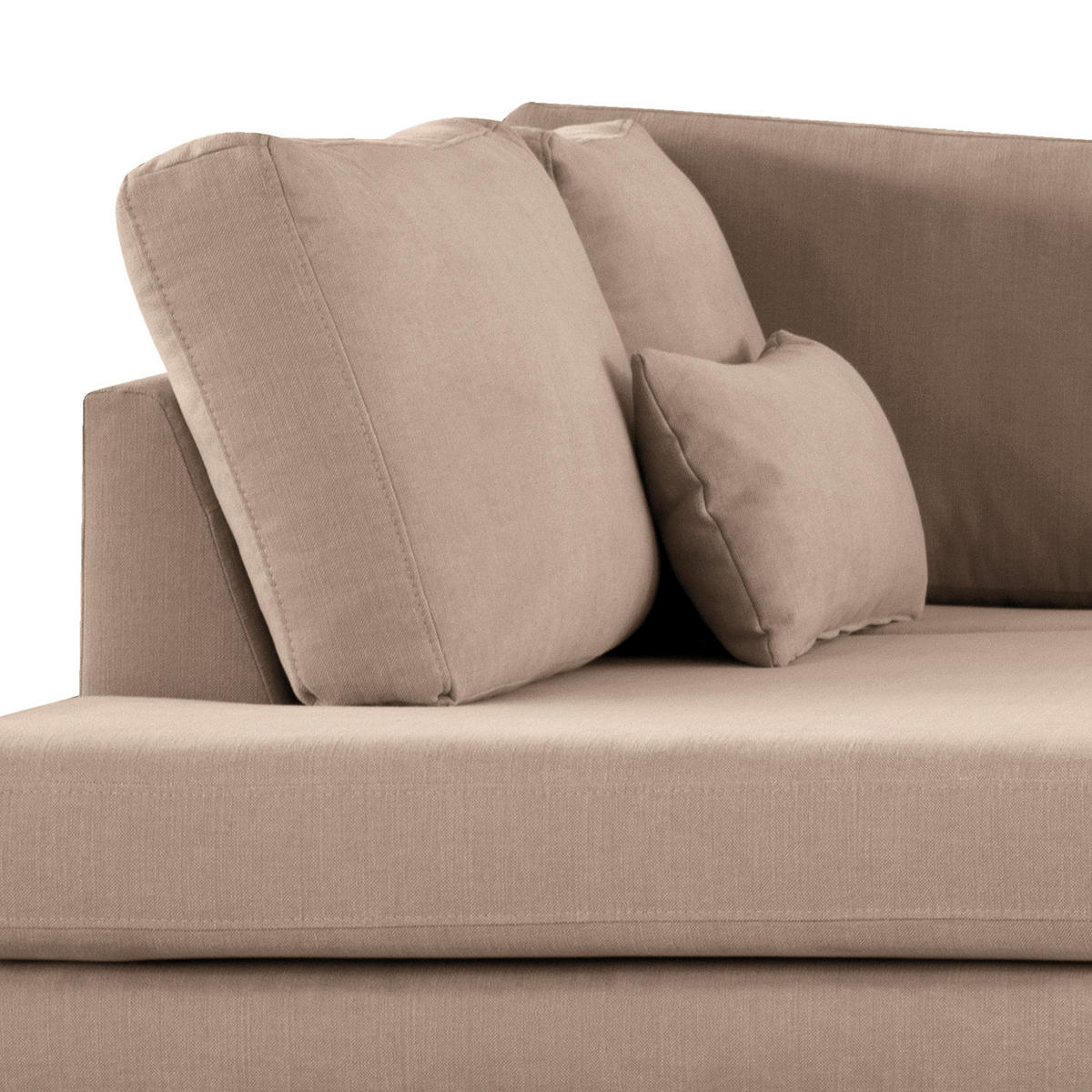 WOHNLANDSCHAFT mit Longchair - Taupe/Eichefarben, Naturmaterialien/Eichenholz (371/81/219cm) - home24