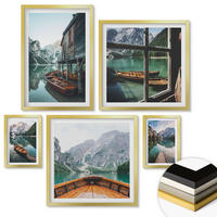 WANDBILDER 5er Set - 50x50 cm & 20x30 cm & 40x60 cm Goldrahmen - Haus am Bergsee Łódź - Goldfarben, Kunststoff (40/60cm) - ArtPrintCave