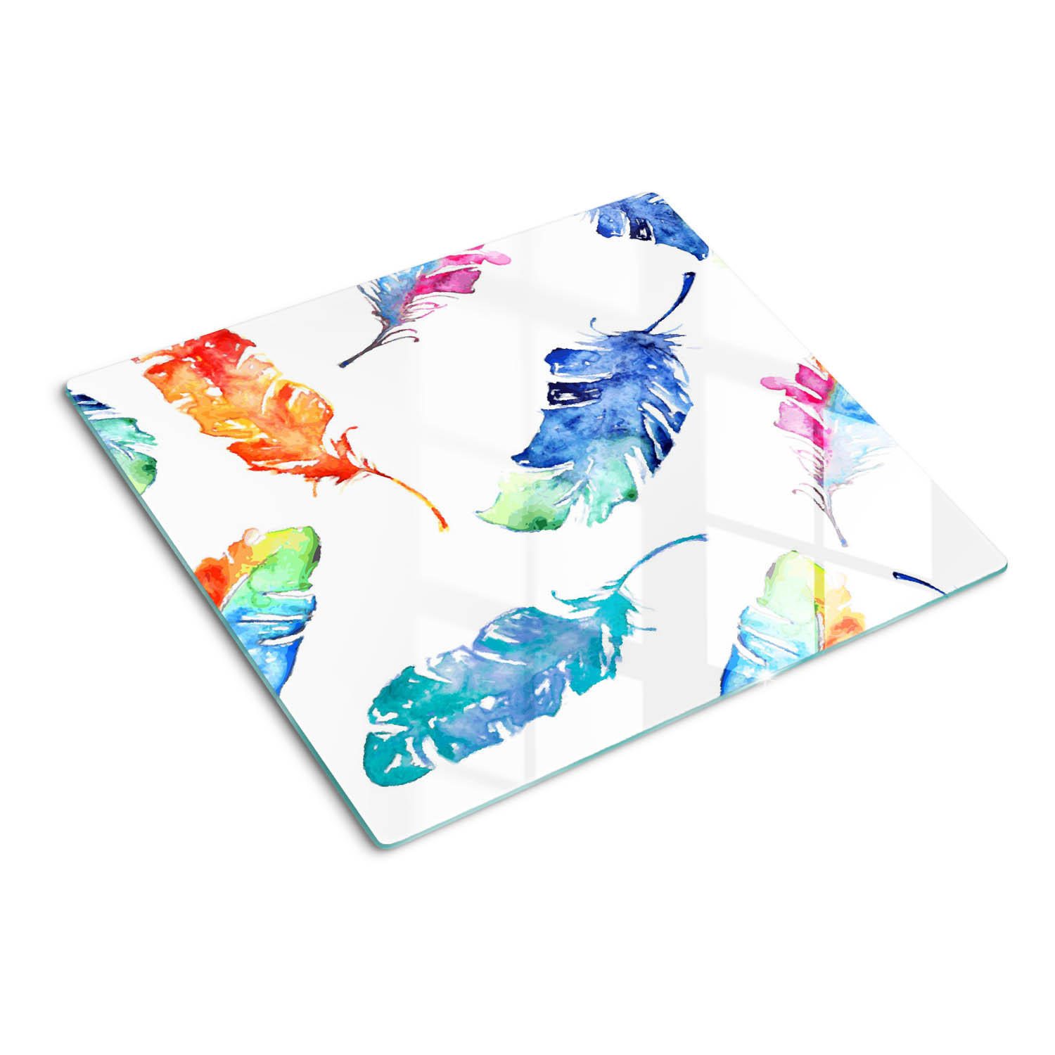 GLASPLATTE 60x52 cm Bunte Federn - Multicolor, Glas (60/0.4/52cm) - TULUP