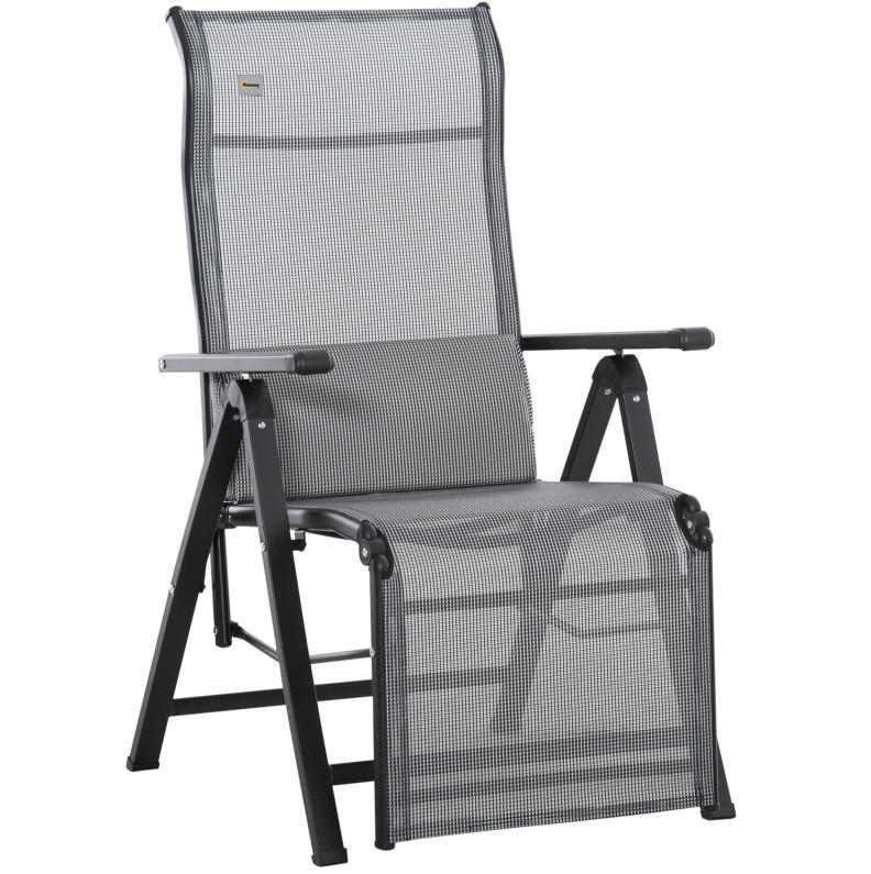 SONNENLIEGE aus Stahl 70x65x111 cm in Grau mit 9-fach verstellbar - Grau, Metall (70/111/65cm) - Modfu