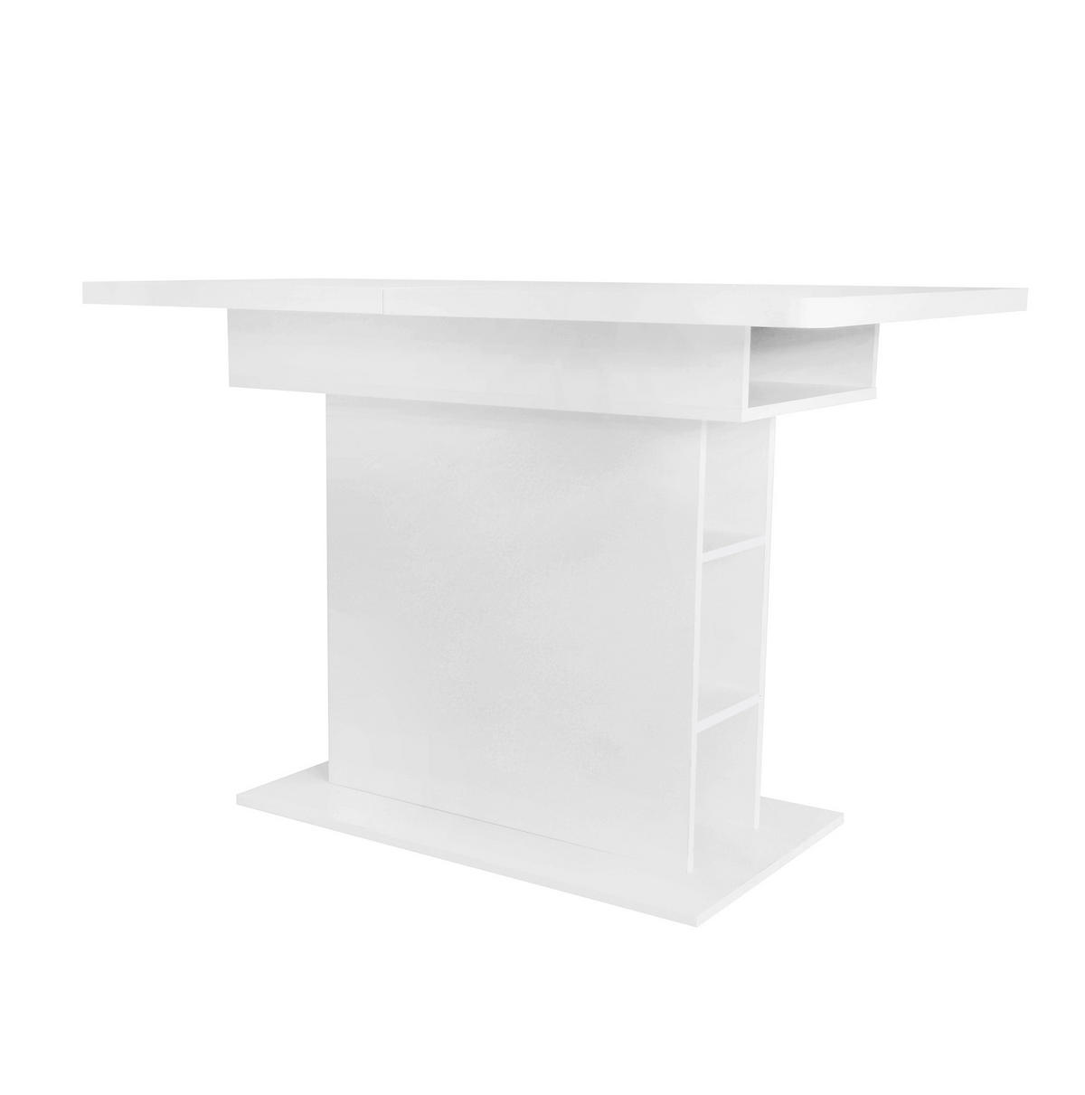 ESSTISCH ausziehbar mit Stauraum Weiß Spanplatte Metall - Weiß, Holzwerkstoff (130/70/75cm) - Meubliv