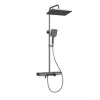 ÜBERKOPFBRAUSESET mit Drei Wasserauslassmethoden Thermostat mit Ablage Anthrazit - Anthrazit, Metall (44.5/127/45cm) - EMKE