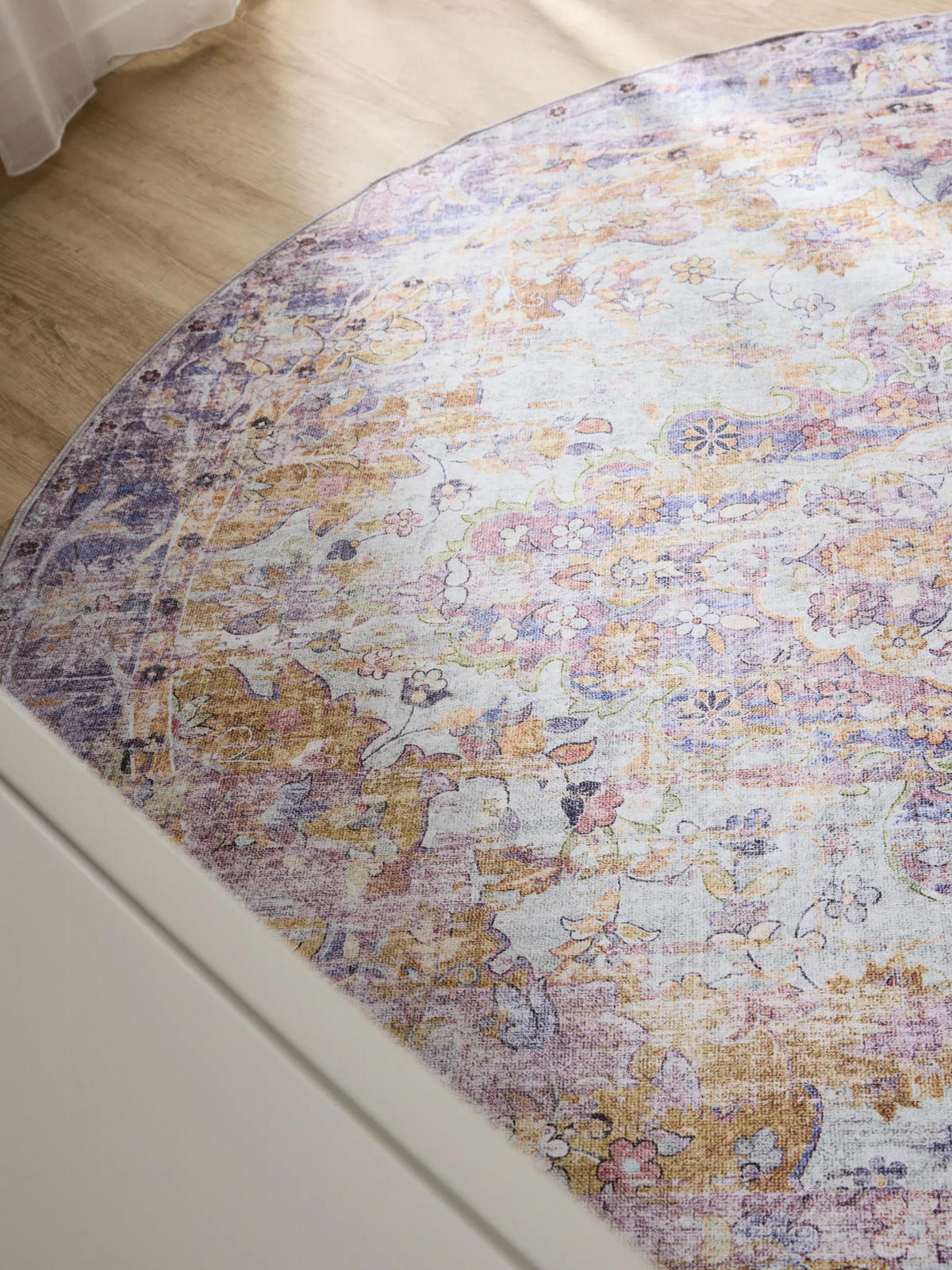 VINTAGE-TEPPICH George waschbar ø 120 cm rund - Lila/Multicolor, Kunststoff (120/120cm) - benuta