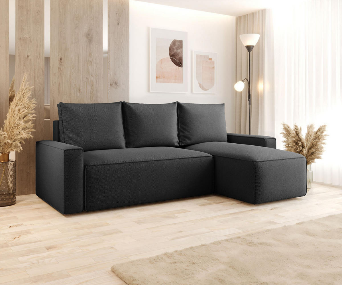 ECKSOFA mit Schlaffunktion SAVIO Curio 97 Rechts - Dunkelgrau, Textil (232/140cm) - Bedante