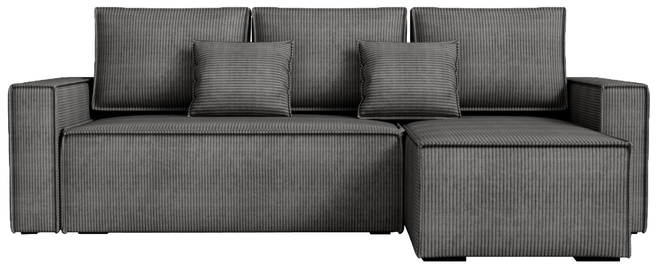 ECKSOFA Dexter mit Schlaffunktion Grau Cord - Dunkelgrau, Textil (238/141cm) - Bromarkt