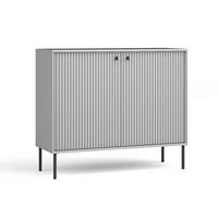 SIDEBOARD Irelis 2T Grau 105,4/89,2/41 cm – mit geriffelten Fronten, mit schwarzen Beinen - Schwarz/Grau, Holzwerkstoff/Metall (105.4/89.2/41cm) - AX Living