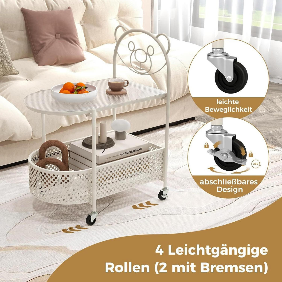GLASTISCH 76cm Weiß - Weiß, Metall (60/40/76cm) - COSTWAY