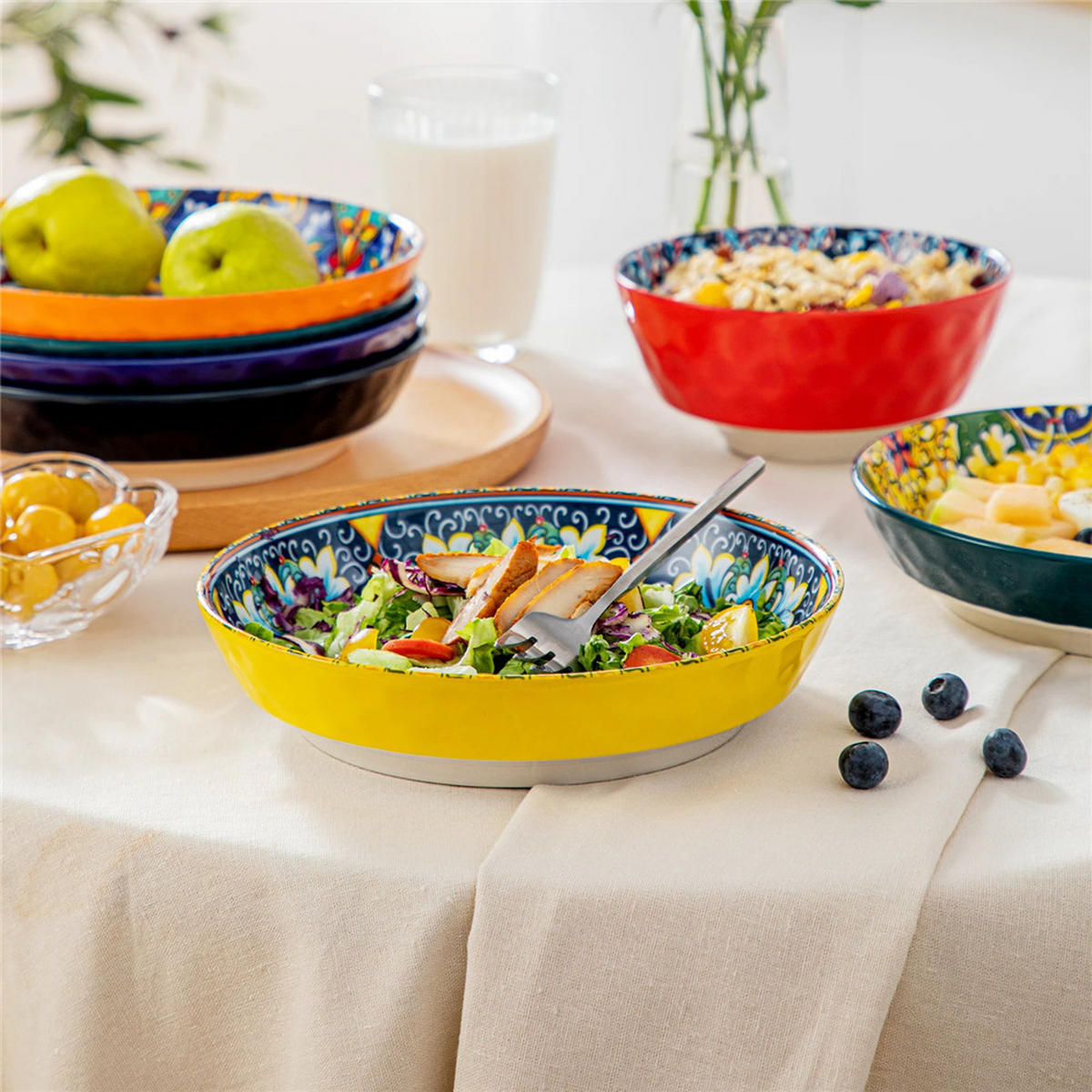 KOMBISERVICE 24-teilig Steinzeug Geschirrset Böhmischer Stil - Multicolor, Keramik (27.2/2.3/27.2cm) - Kaket