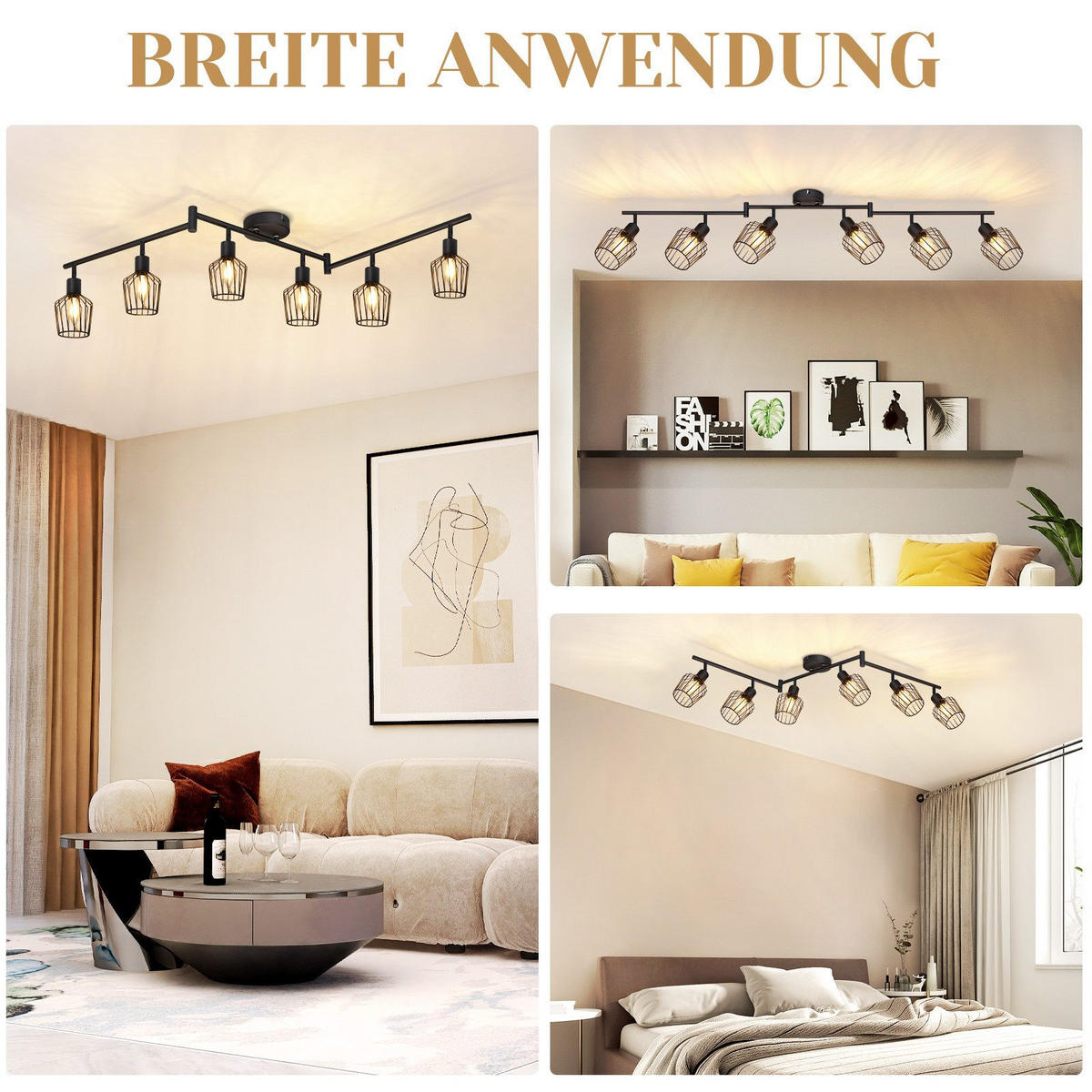 STRAHLER Franziska 6-flammig 122/20/10 cm - Schwarz, Metall (122/20/10cm) - Nettlife