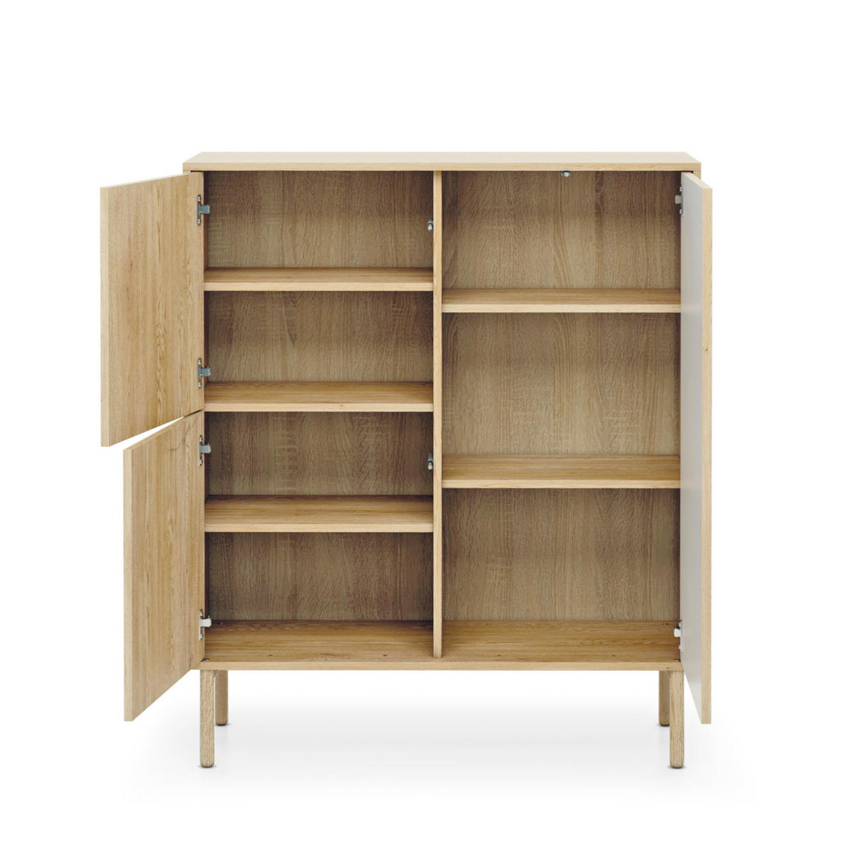 HIGHBOARD TAU KOM1 Eiche Cremona - Eiche Bianco/Eichefarben, Glas/Holz (104/122/40cm) - Komodee