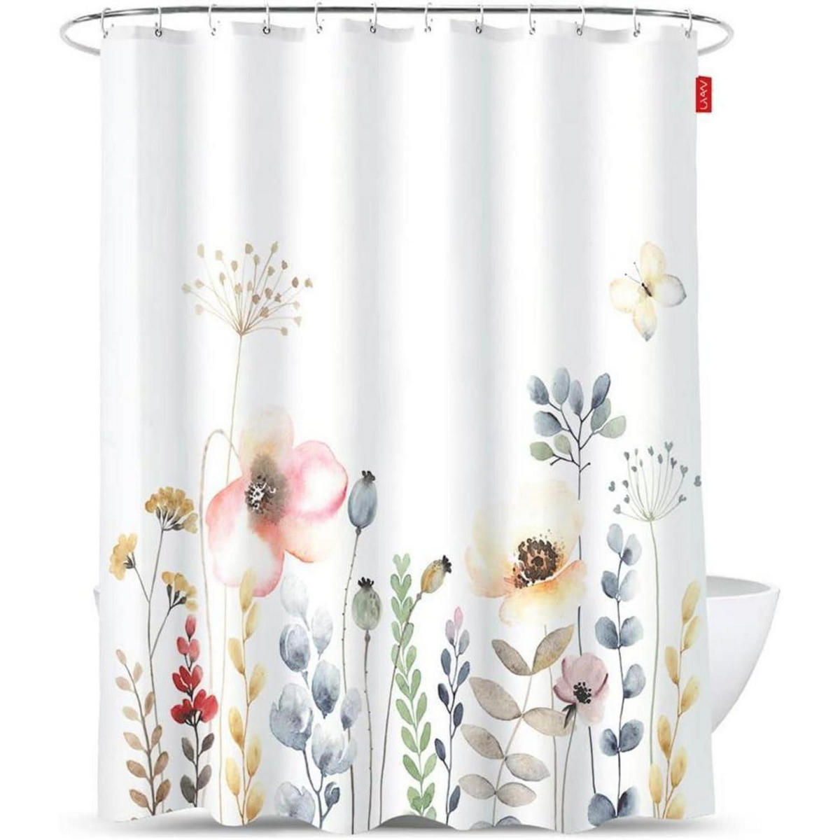 DUSCHVORHANG Blumenmuster 240 x 180 cm - Multicolor, Textil (240/180cm)