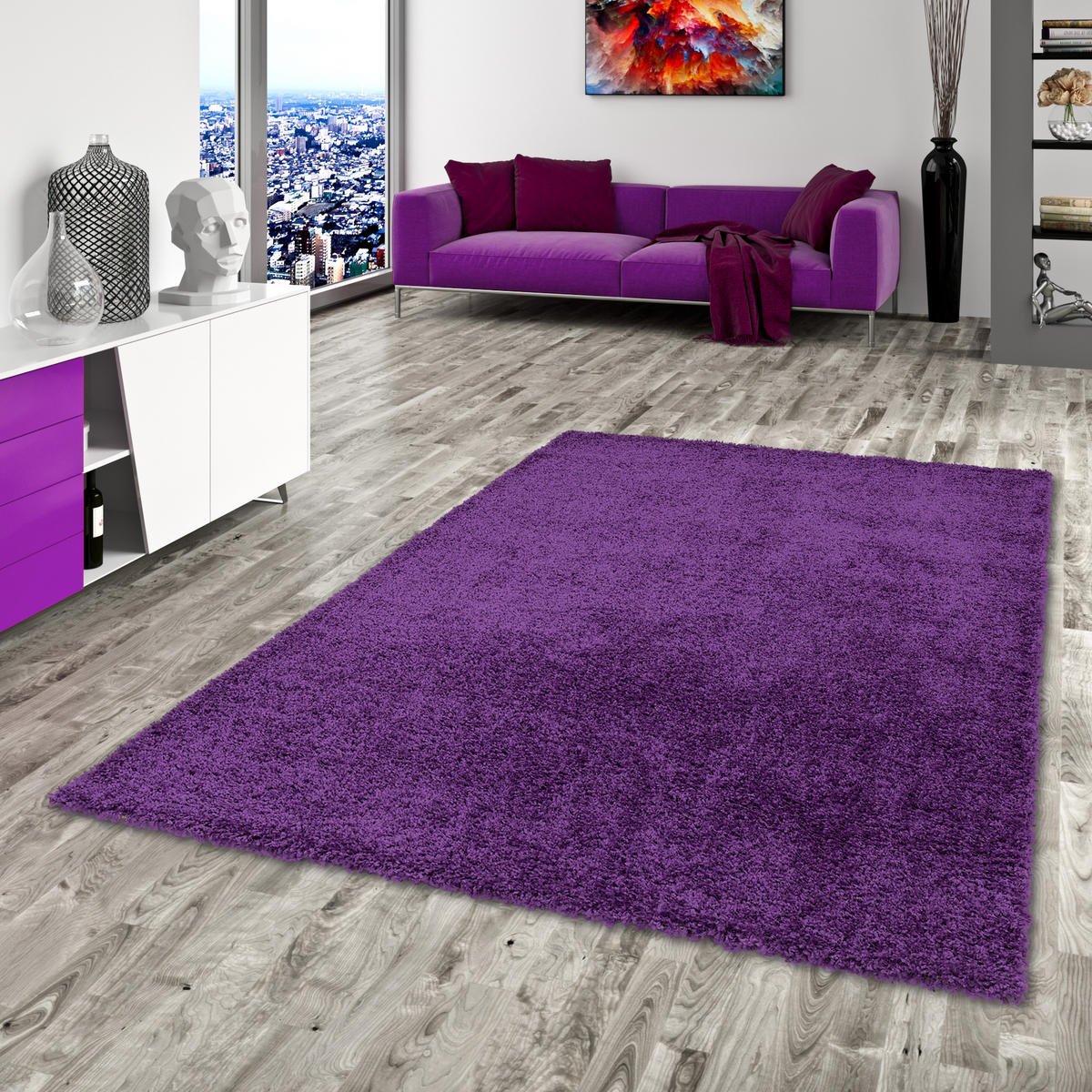 HOCHFLOR LANGFLOR SHAGGY TEPPICH FLUFFY - Lila, Textil (120/170cm) - Pergamon