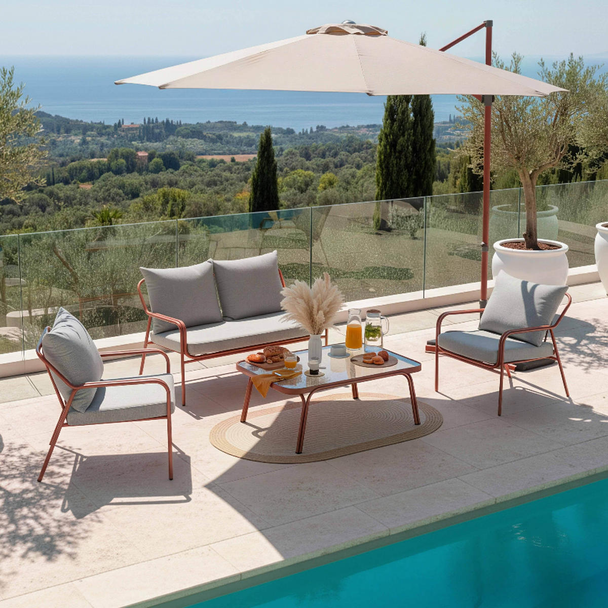 GARTENSET 4-tlg., Braun - Braun, Metall - Oviala