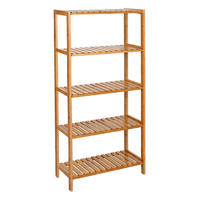BAMBUSREGAL, mit 5 Höhenverstellbaren Regalebenen - L60 cm - Braun, Holz (26/130/60cm) - Calicosy