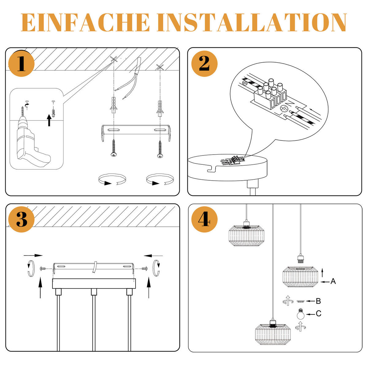 PENDELLEUCHTE Orion 30/30/150 cm - Braun, Metall (30/30/150cm) - ZMH
