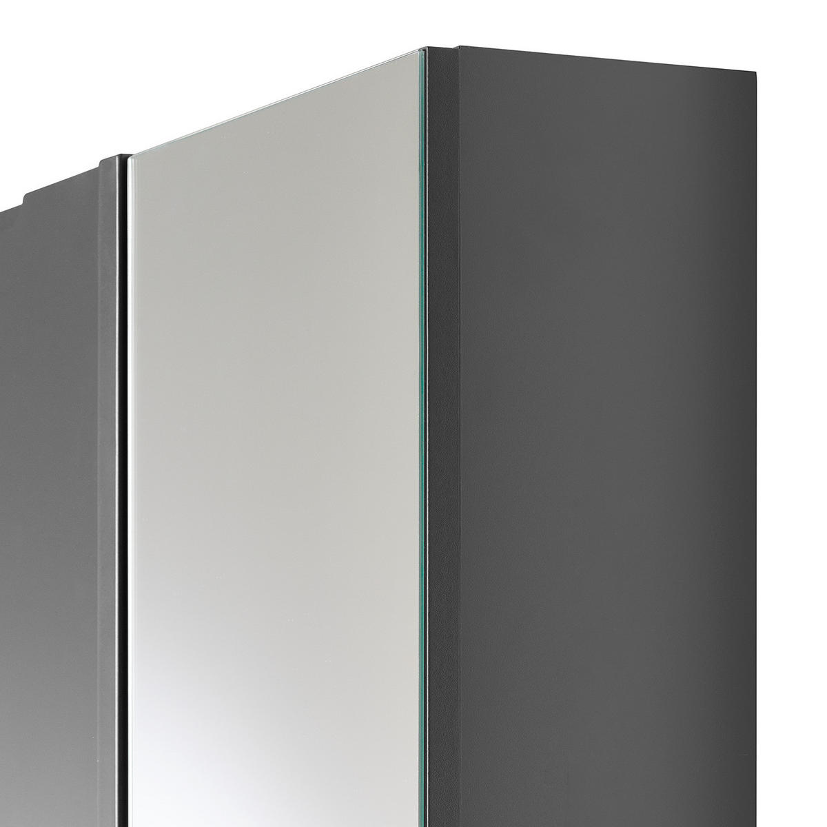 SCHUHSCHRANK mit Spiegeltür - Dunkelgrau/Schwarz, Holzwerkstoff (84/185/17cm) - home24