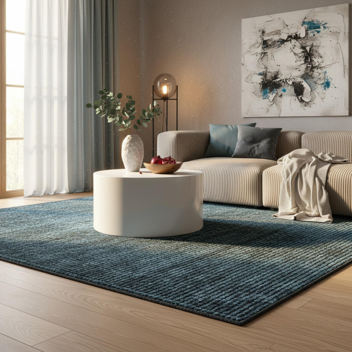 TEPPICH Kurzflor Unicolor Chenille Baumwolle Innen Blau Rechteckig 120x170 - Blau, Textil (120/170cm) - KADIMA DESIGN