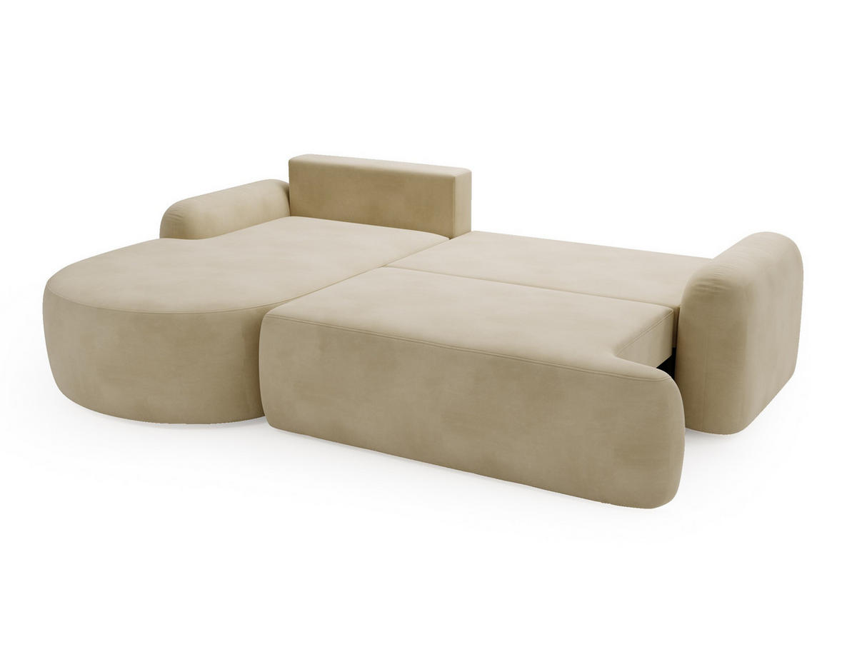 ECKSOFA Cloudy Beige, Sofa aus Velourstoff mit Kissen, linke seite - Beige, Holzwerkstoff/Textil (177/261cm) - Bettso