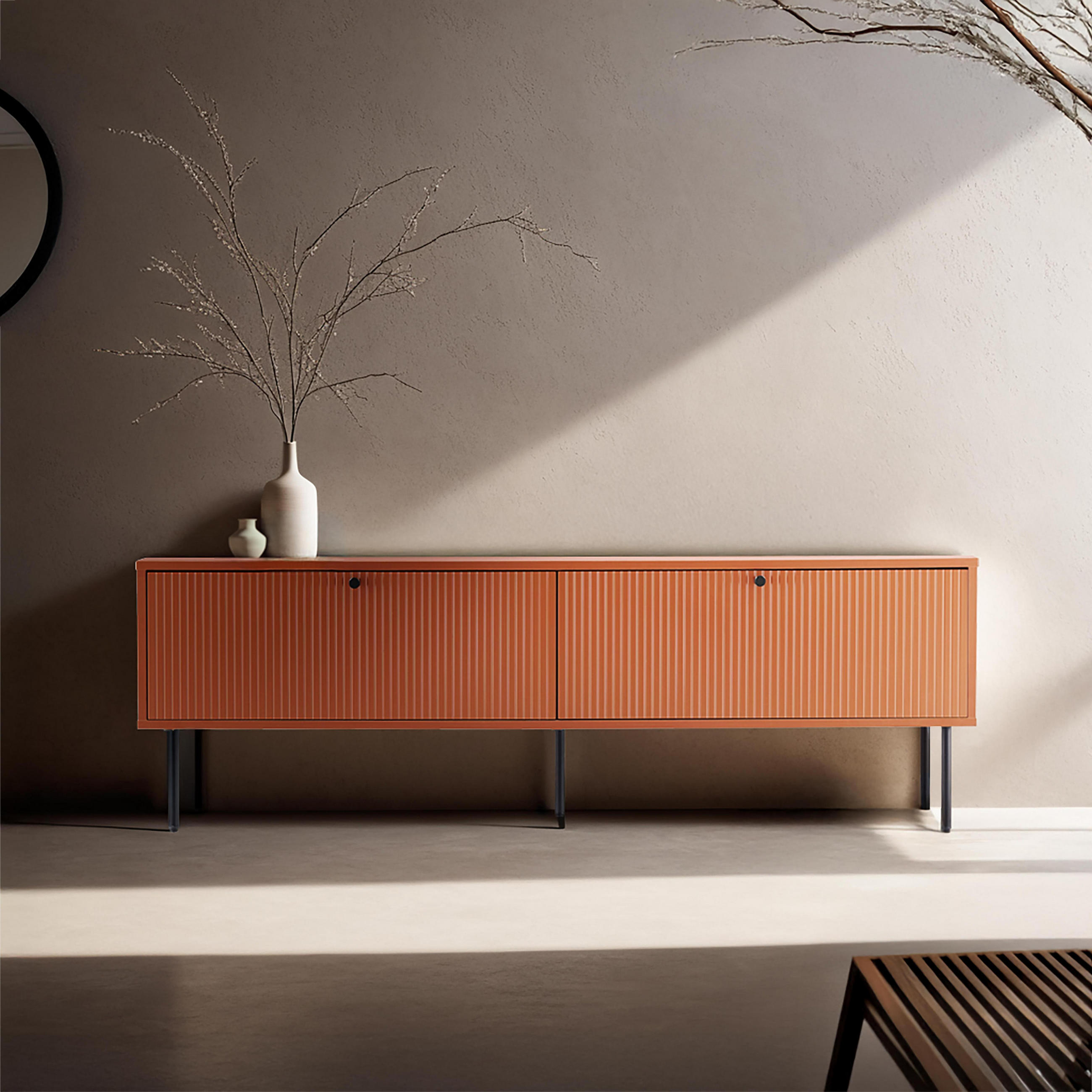 TV-MÖBEL 150 cm, Orange - Orange, Holz (40/50/150cm) - Oviala