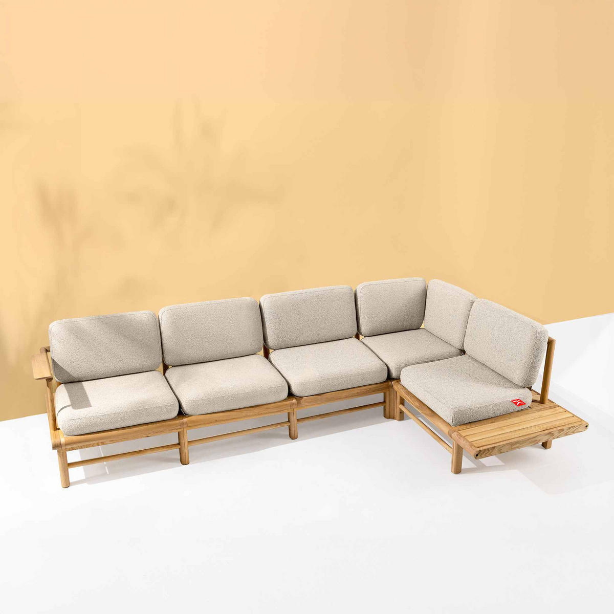 LOUNGESOFA ATREDA rechts - Creme, Holz/Textil (300/80/175cm) - KONSIMO®