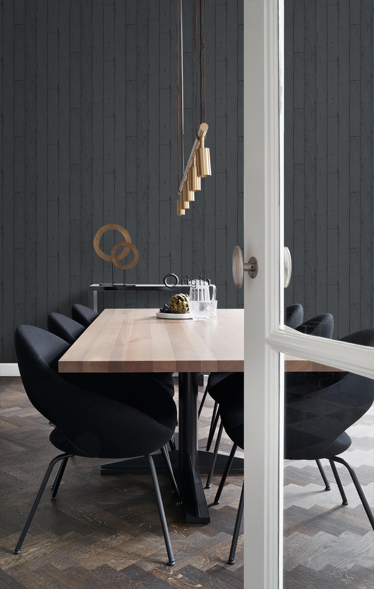 TAPETE Holz-optik 53 cm x 10.05 m - Schwarz, Papier (53/1000cm) - Origin Wallcoverings