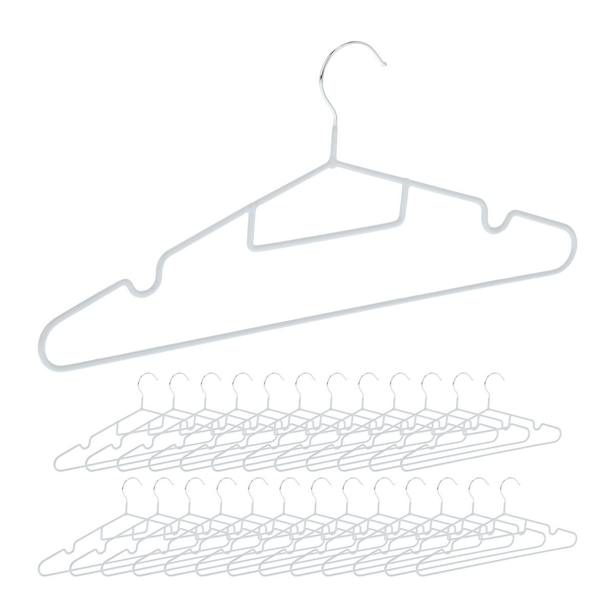 24XVEŠIAKY na šaty - sivá, kov/plast (40.5/18/0.5cm) - Relaxdays