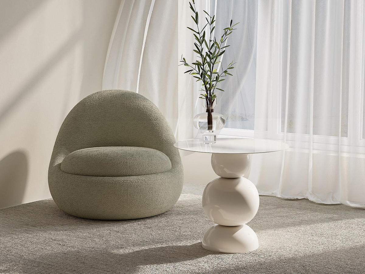 BEISTELLTISCH aus Metall - Cremefarben - JESINA - Creme, Metall (60/60/55cm) - Vente-Unique