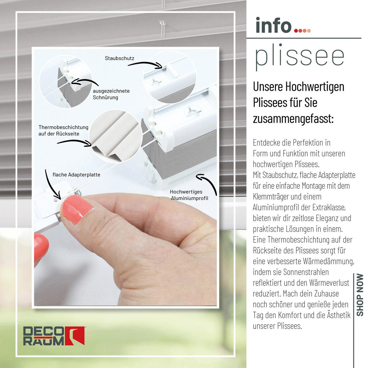 PLISSEE Thermo Basic 75 x 210cm Klemmfix ohne Bohren - Grau, Textil (75/210/210cm) - Deco-Raum