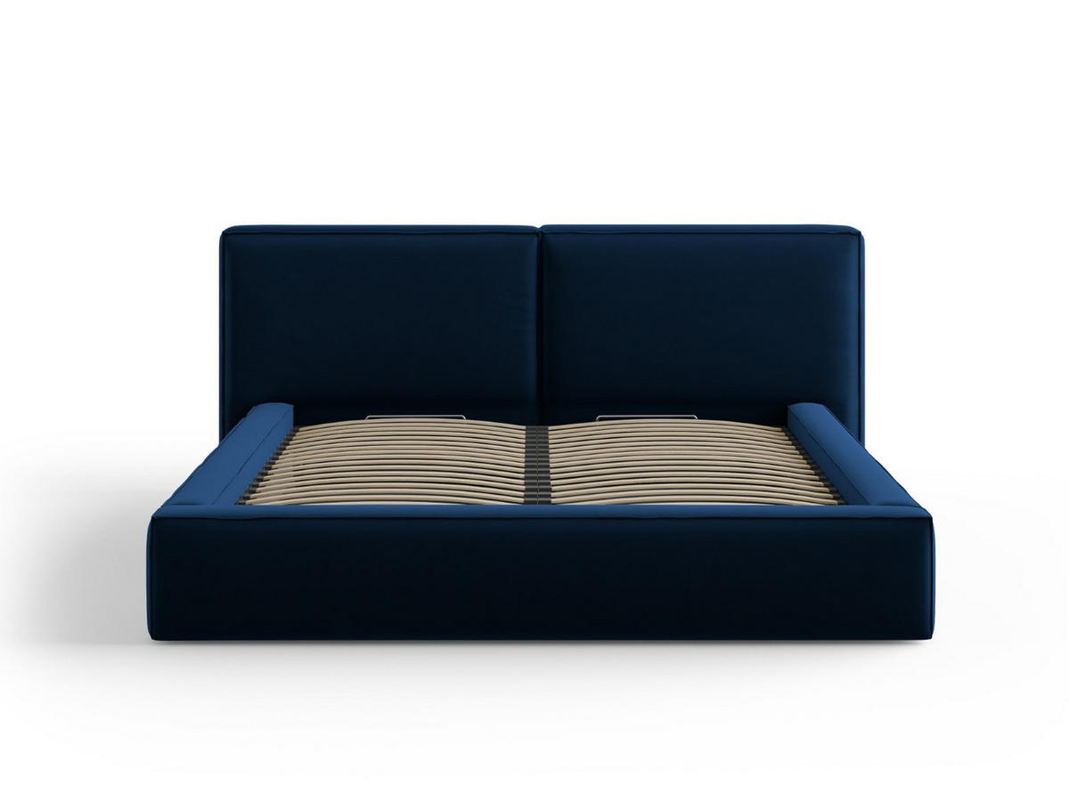 BETT mit Bettkasten und Kopfteil Jodie aus Samt königsblau 180x200cm - Blau, Textil (180/200cm) - Micadoni