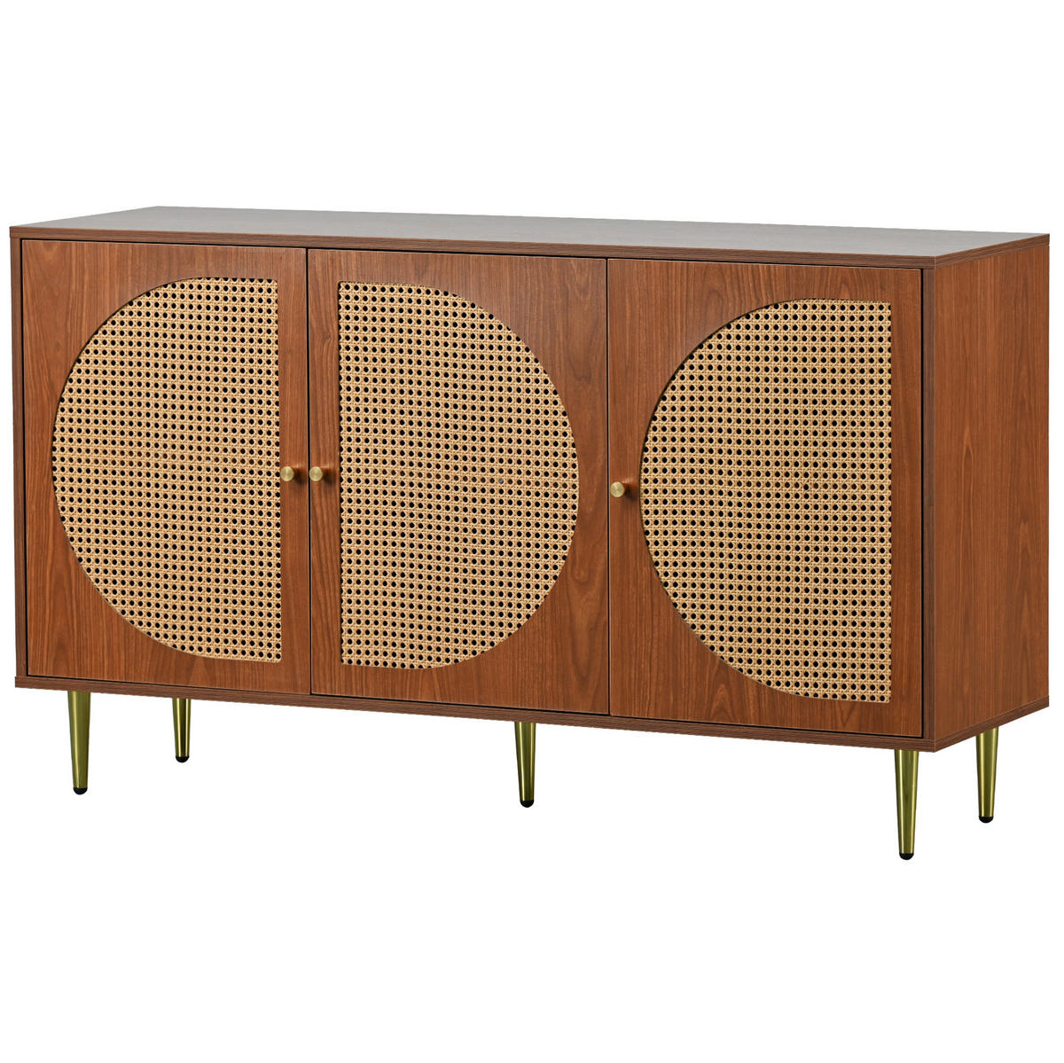 SIDEBOARD 129,8/40/76 cm Walnuss aus Spanplatte mit 3 Türen - Walnussfarben, Holzwerkstoff (129.8/76/40cm) - OKWISH