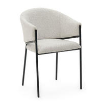 STUHL BUENO gespolsterter - hellgrau - Glamour Boucle Chenille - Hellgrau/Schwarz, Textil/Metall (55/83/56cm) - NEW HOME