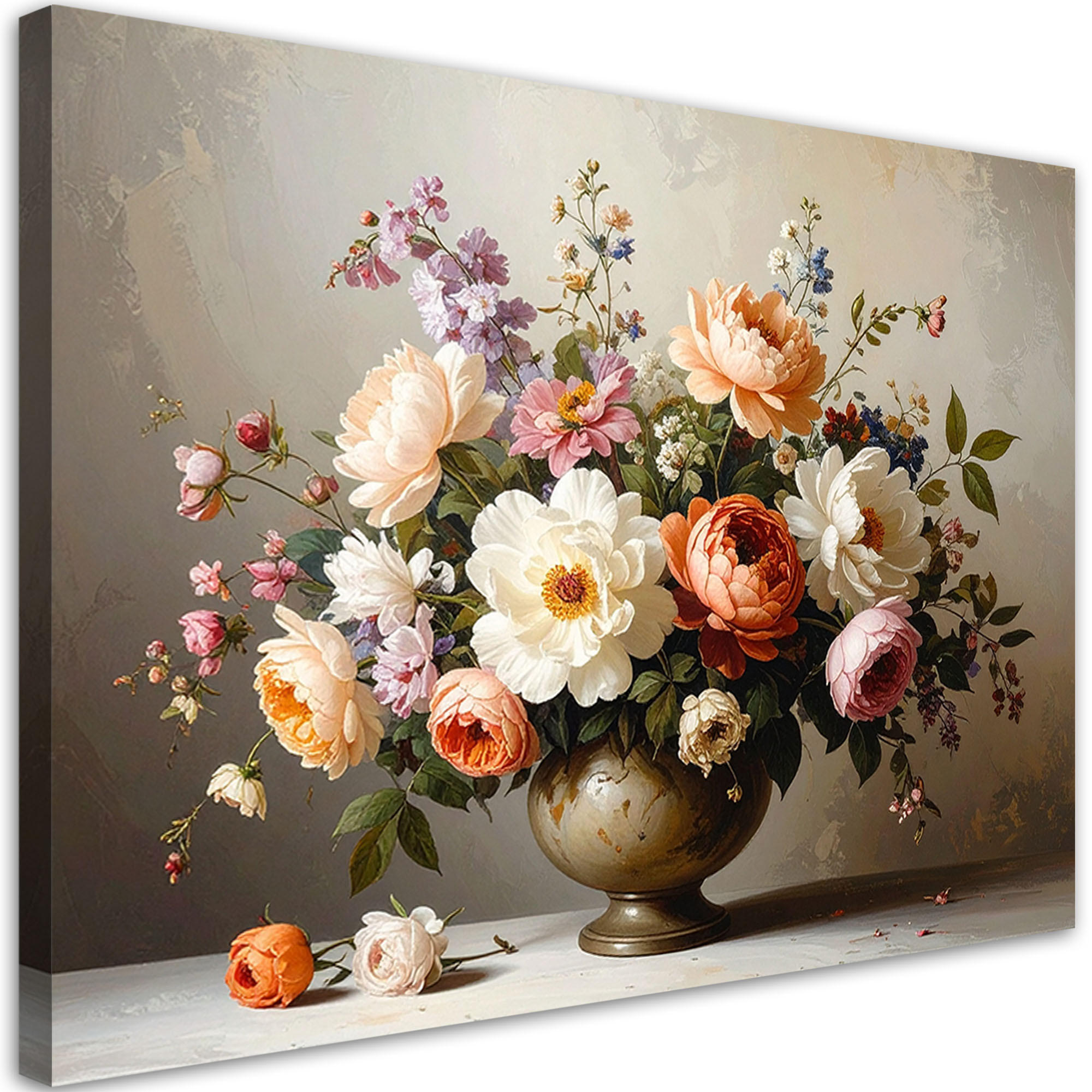 LEINWANDBILD Blumen 100x70cm - Beige, Textil (100/70cm) - Feeby