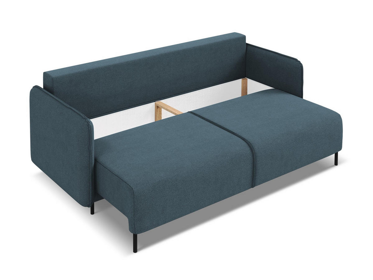 3-SITZER SOFA mit Schlaffunktion Strukturstoff Stoff Blau - Blau/Blaugrau, Holz/Textil (226/90/92cm) - Makamii
