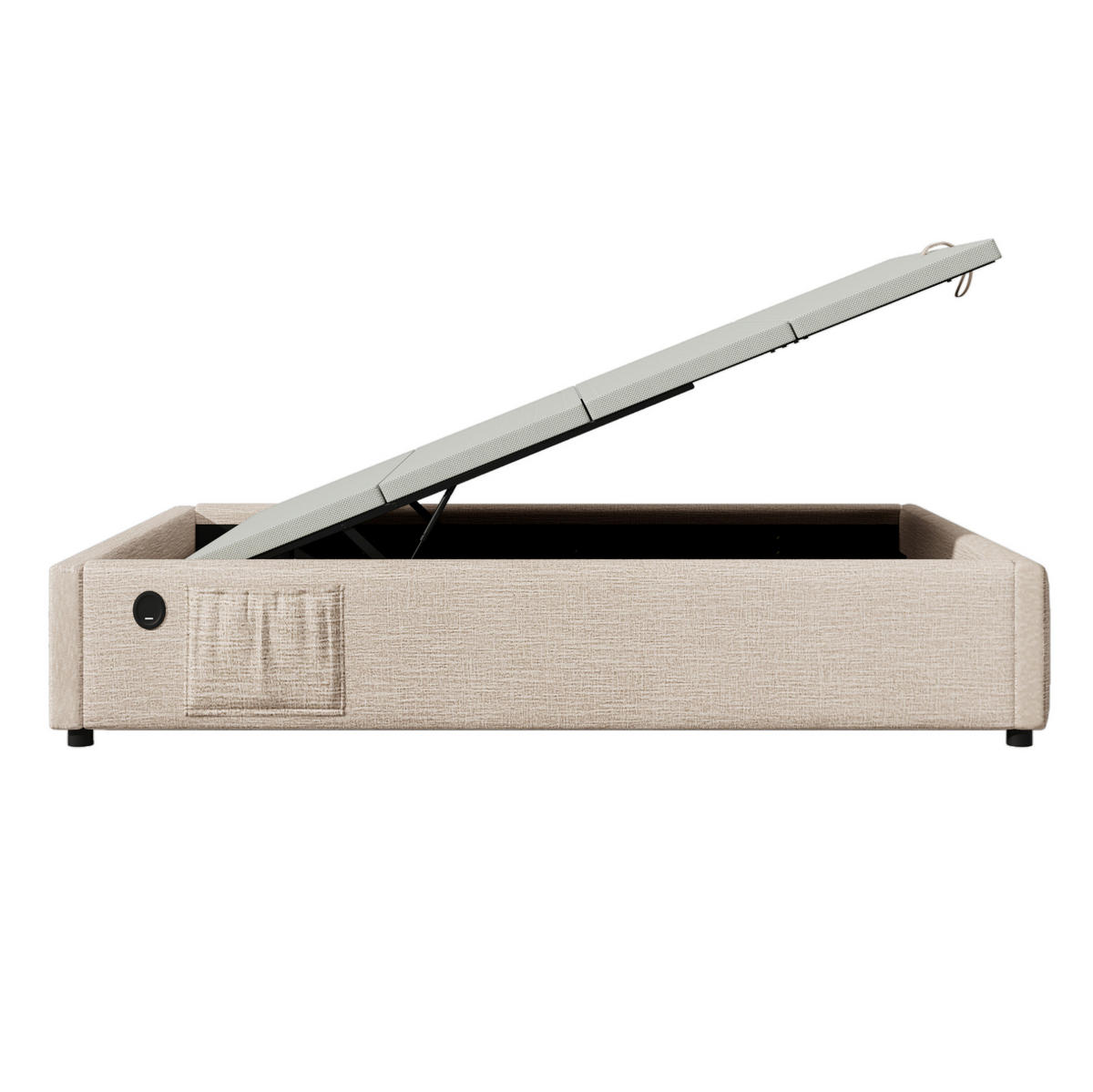 POLSTERBETT 90/200 cm Natur aus Leinen mit Stauraum - Beige, Textil (90/200cm) - OKMYHOME