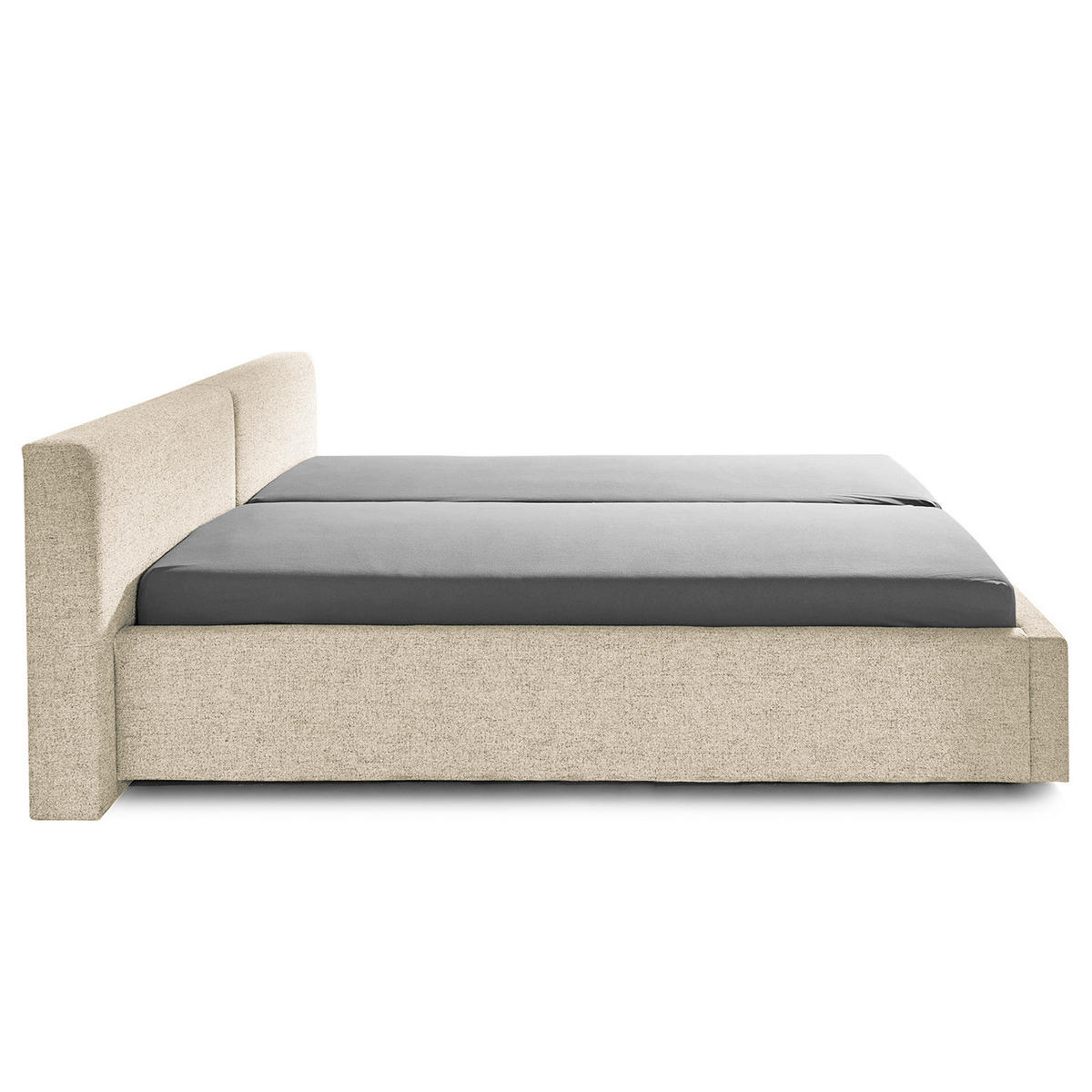 POLSTERBETT mit Stauraum - Webstoff - Beige, Holzwerkstoff/Textil (180/200cm) - home24