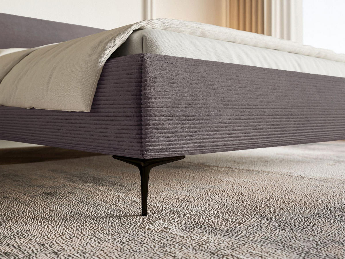 POLSTERBETT Roule Cord Braun 160x200 cm - Schwarz/Braun, Textil/Metall (160/200cm) - Selsey
