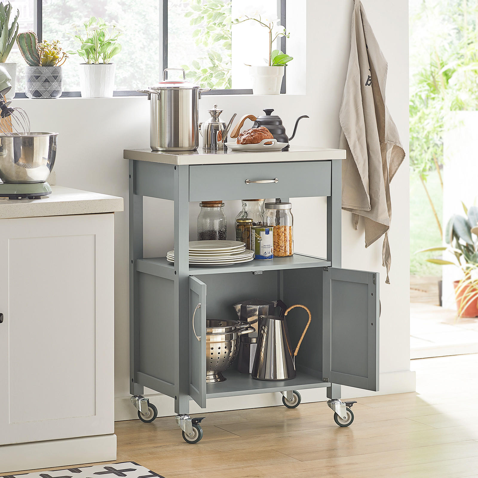 KÜCHENWAGEN Grau - Grau, Holzwerkstoff (60/90/45cm) - SoBuy