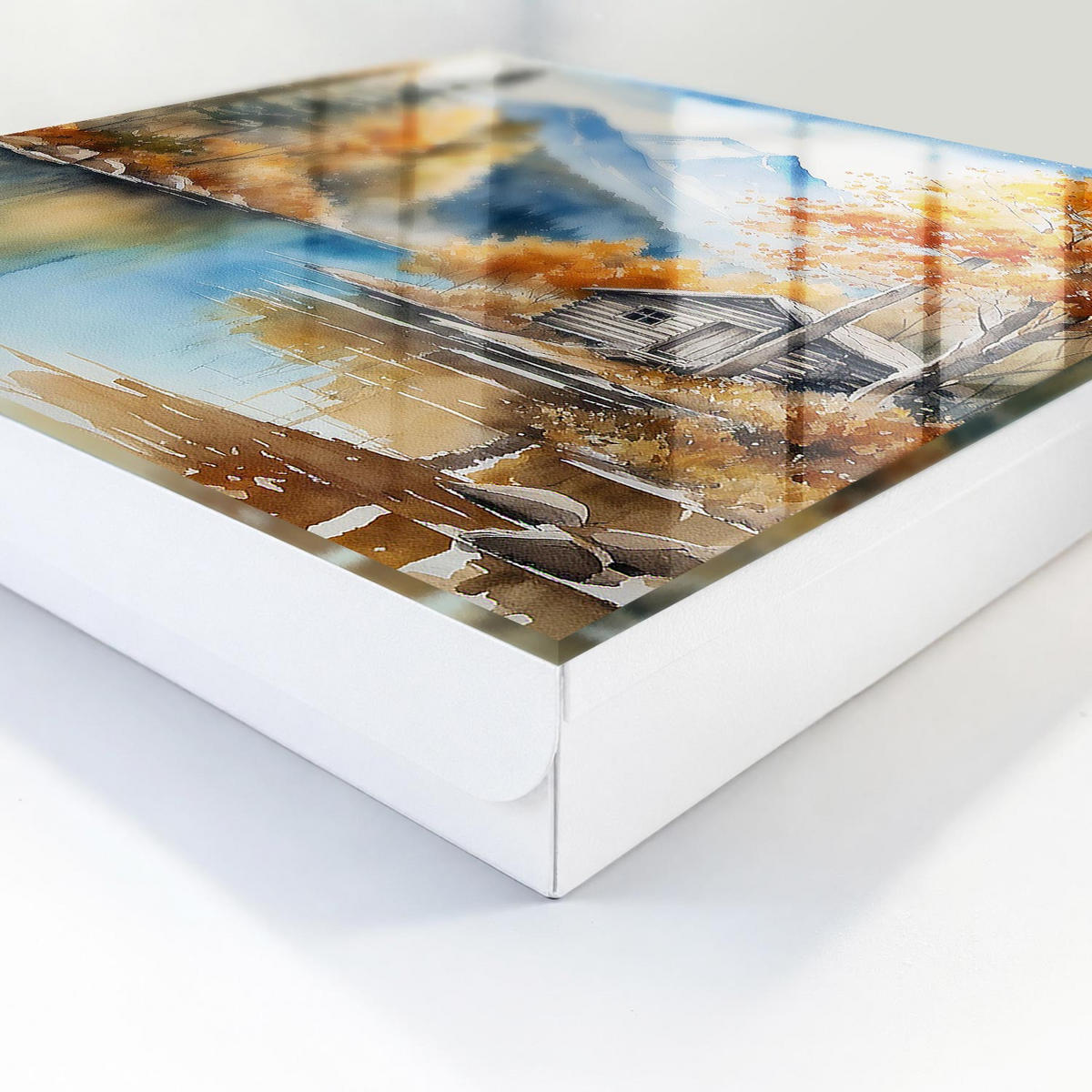 SCHLÜSSELBOX Weiß 30x30 cm – Türöffnung nach rechts - Bergherbst - Orange, Metall (30/30/5cm) - TULUP