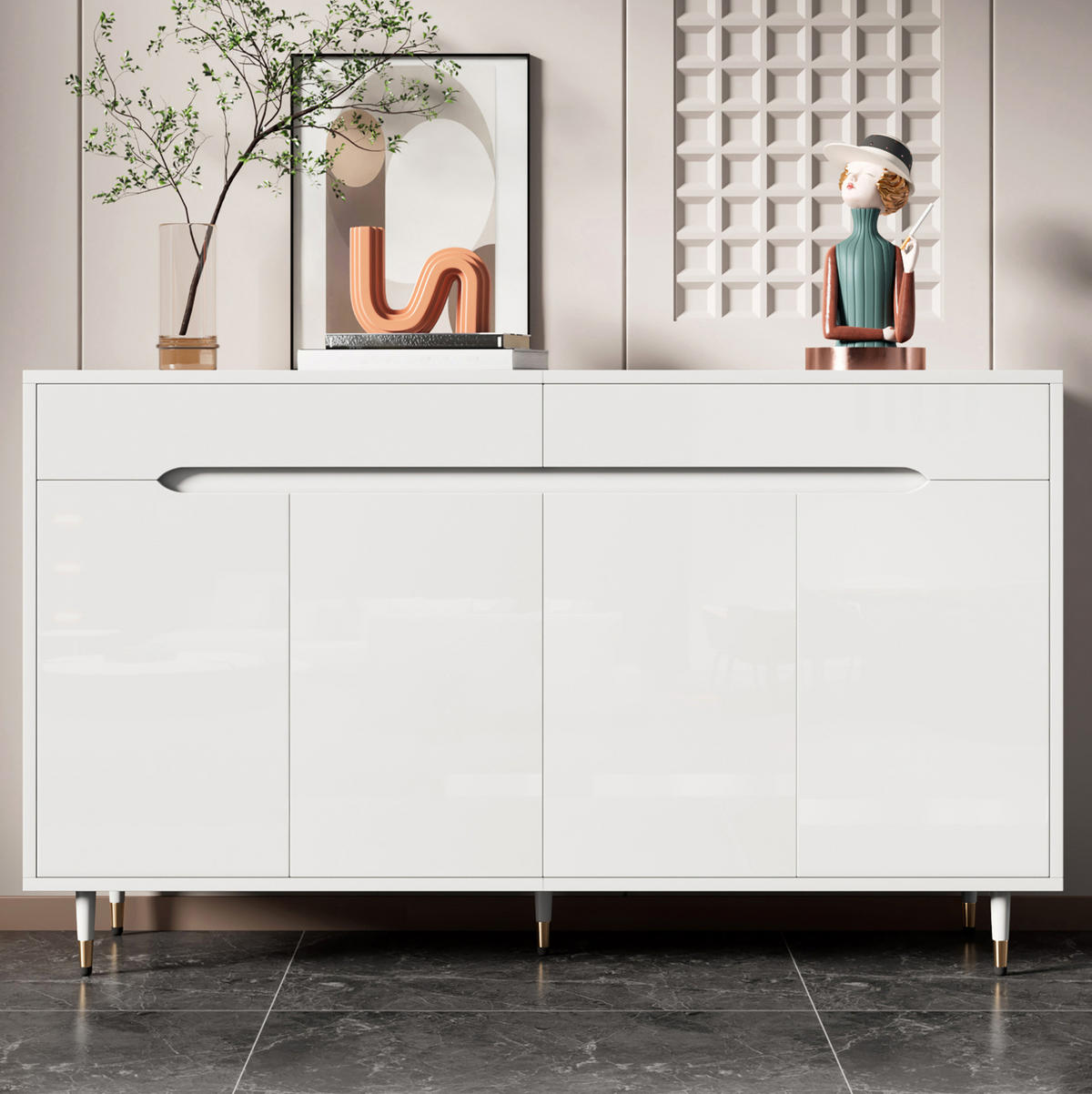 SCHUHSCHRANK mit 2 Türen und 2 Schubladen 140 x 39 x 84 cm Weiß - Weiß, Holz (39/84/140cm) - Beauniv