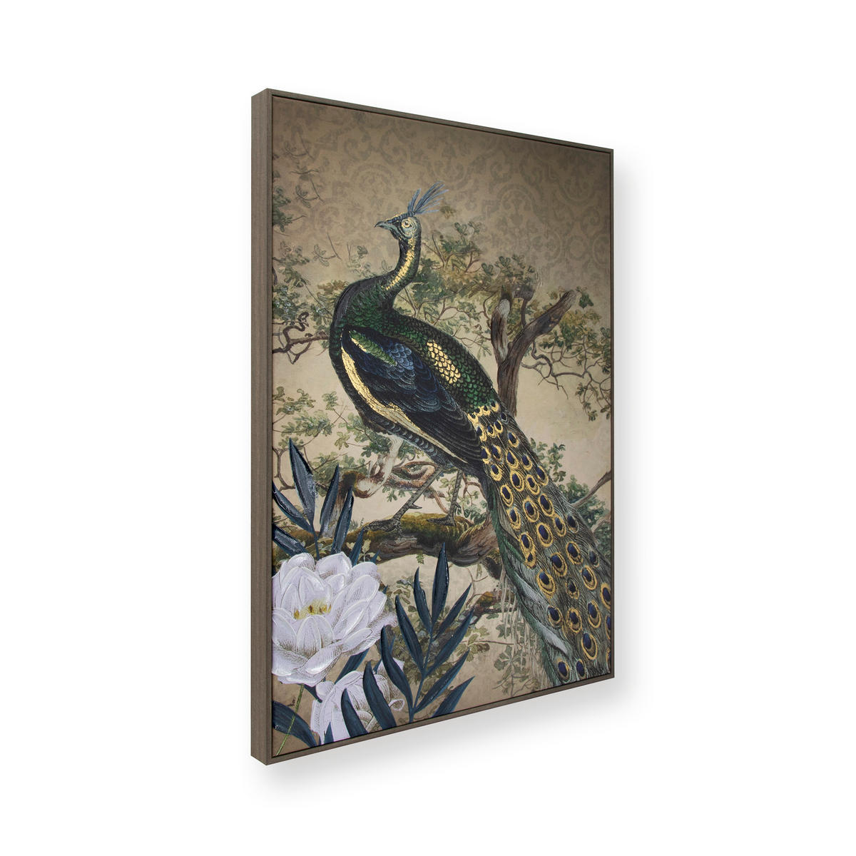 LEINWANDBILD Pfau im Paradies - 70x50cm - Multi - Multicolor, Holzwerkstoff (50/70cm) - Art for the Home