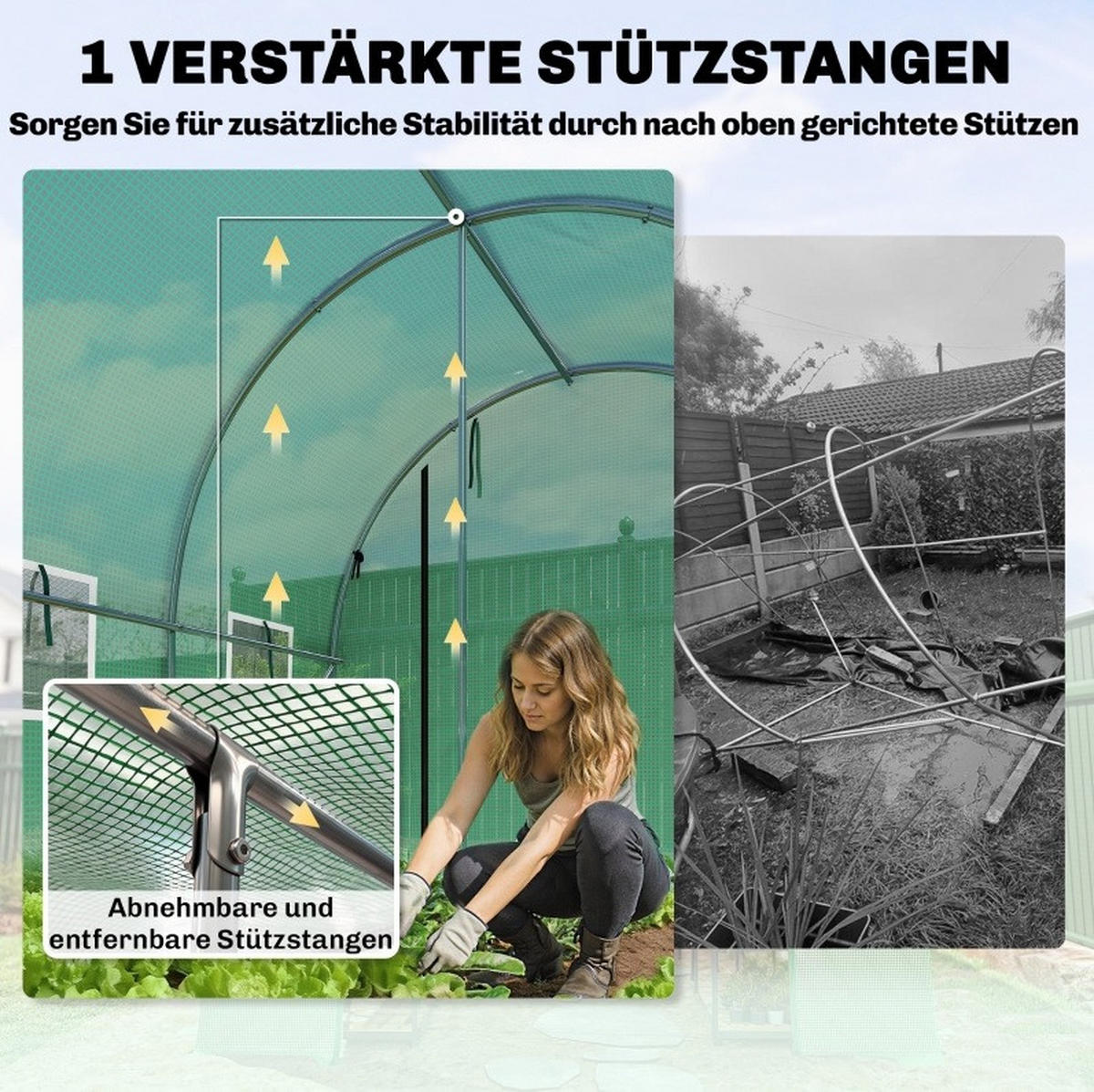 GEWÄCHSHAUS aus Polyethylen 200x300x200 cm in Grün mit 2 Türen & 6 Netzfenstern - Grün, Kunststoff (200/200/300cm) - Modfu