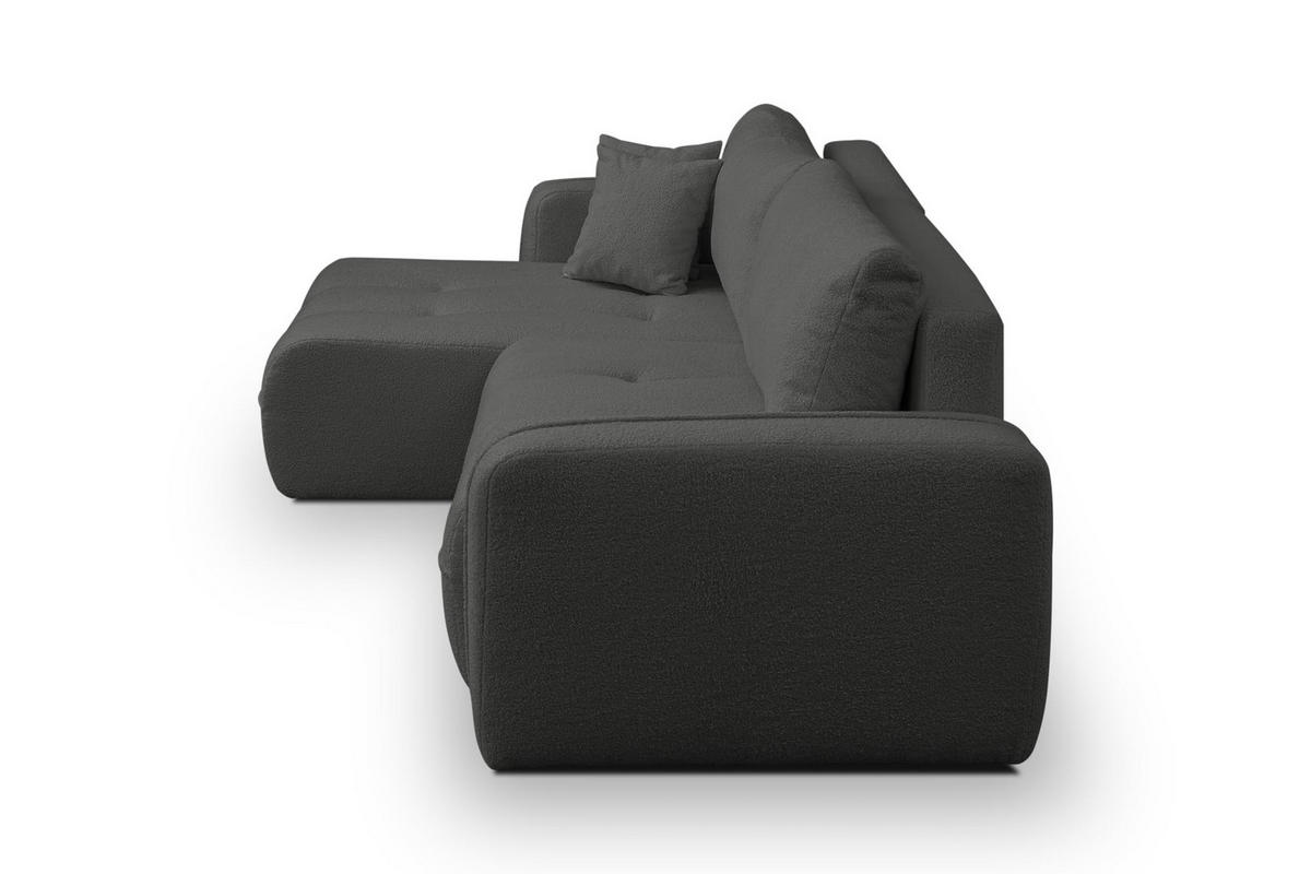 ECKSOFA CLOUD mit Schlaffunktion und Bettkasten Boucle Cloud (Grau) - Grau, Textil (276/145cm) - VENASI MÖBEL