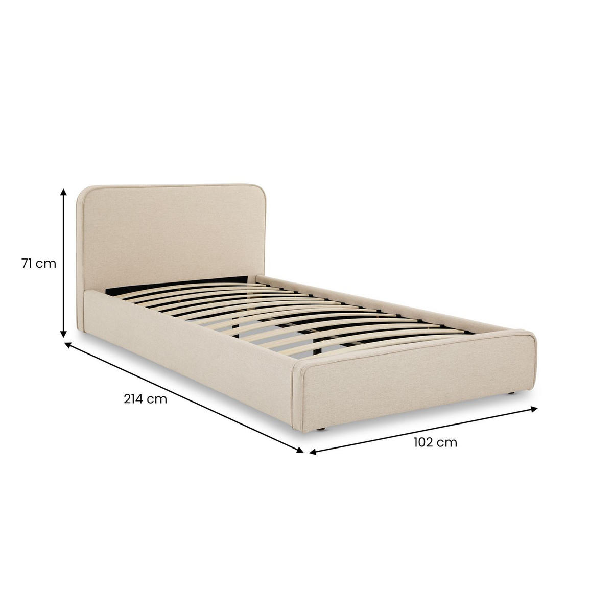 POLSTERBETT MARINI 90X200 CM - Beige, Textil (90/200cm) - IDIMEX
