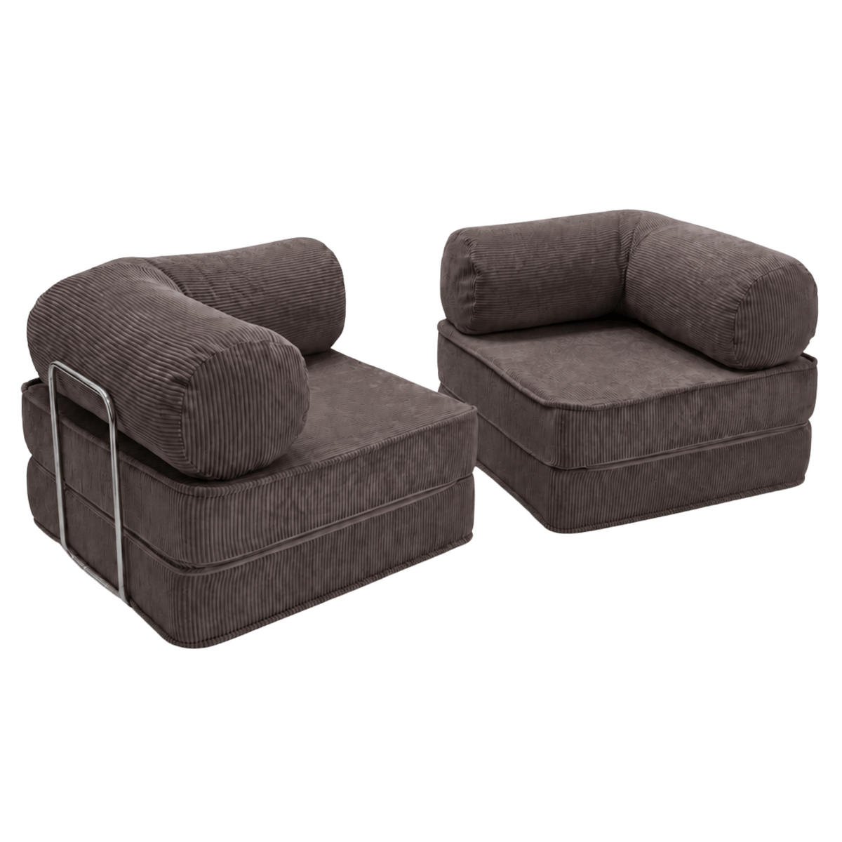 SOFA SURB Duo 100 Schlafsofa 2-Sitzer Braun 200/100 cm - Chromfarben/Braun, Textil/Metall (200/70/100cm) - SURB