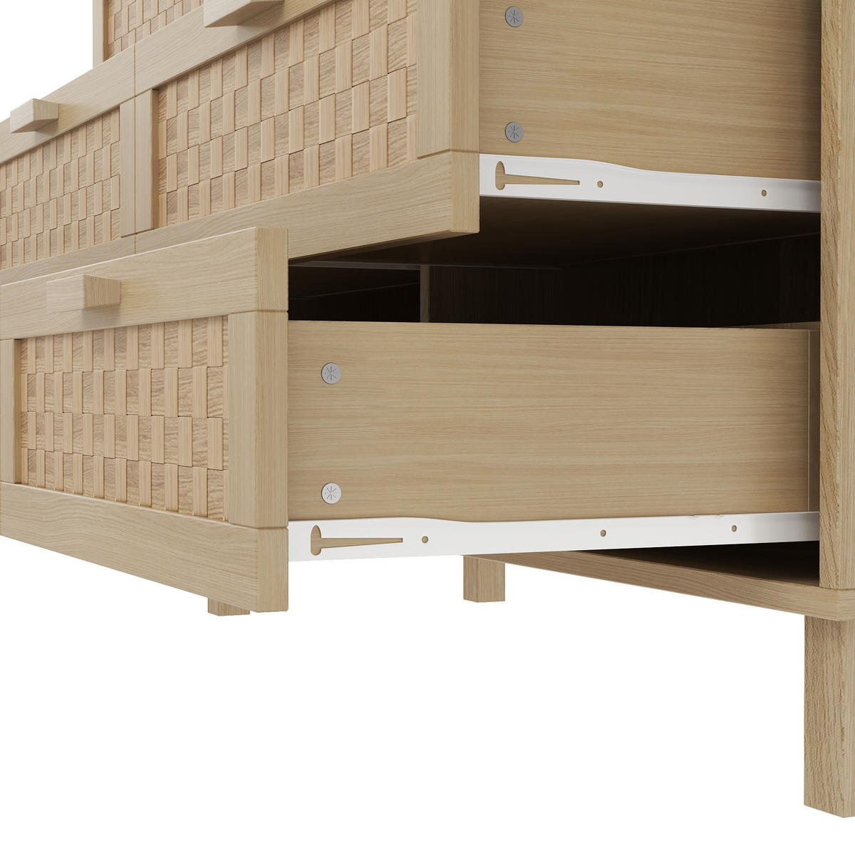 SIDEBOARD mit 6 Schubladen Rattan, 120/40/75cm - Buchefarben, Holzwerkstoff (120/75/40cm) - Urban Meuble