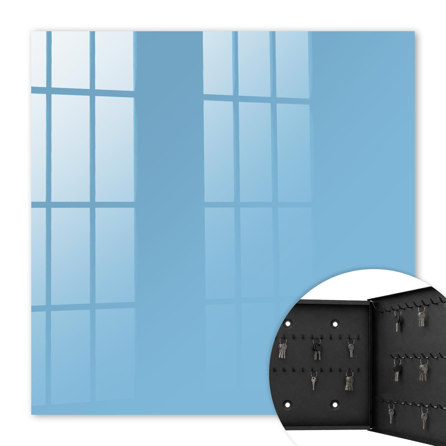 SCHLÜSSELBOX Schwarz 30x30 cm- Türöffnung nach rechts - Blaue Farbe - Blau, Metall (30/30/5cm) - TULUP